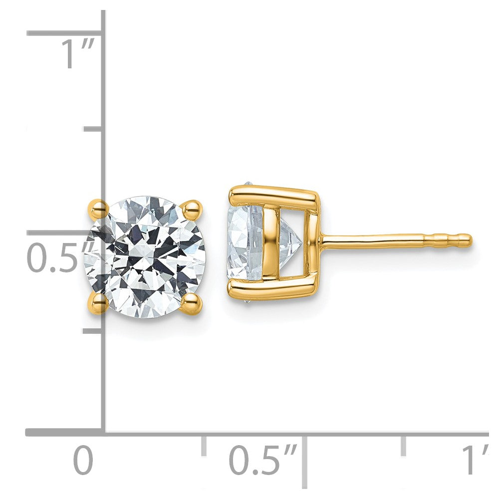 14k 4 carat total weight Round VS/SI GH Lab Grown Diamond 4 Prong Stud Post Earrings