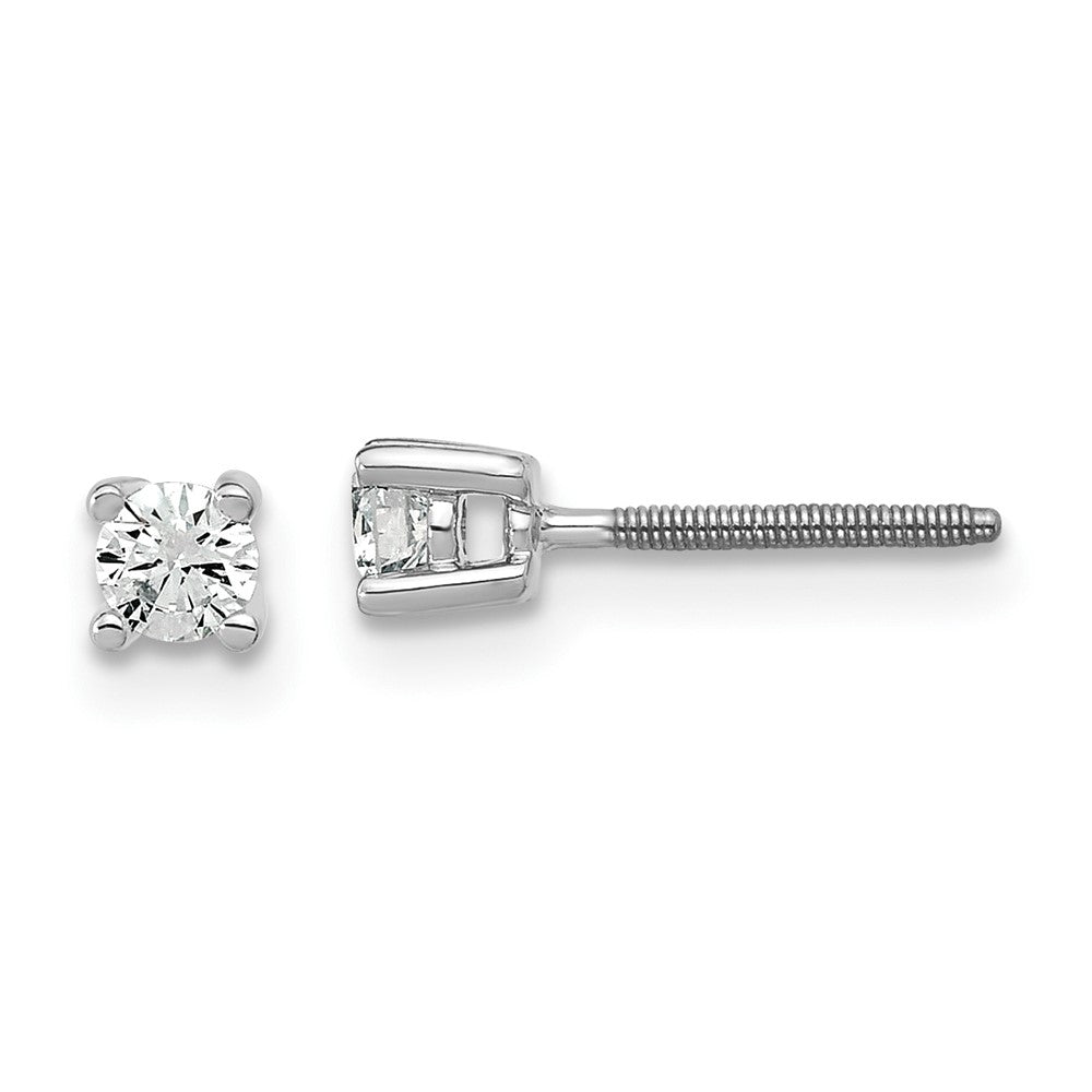 14k White Gold 1/5 carat total weight VS/SI DEF Round Certified Lab Grown Diamond Screw Back 4 Prong Stud Post Earrings