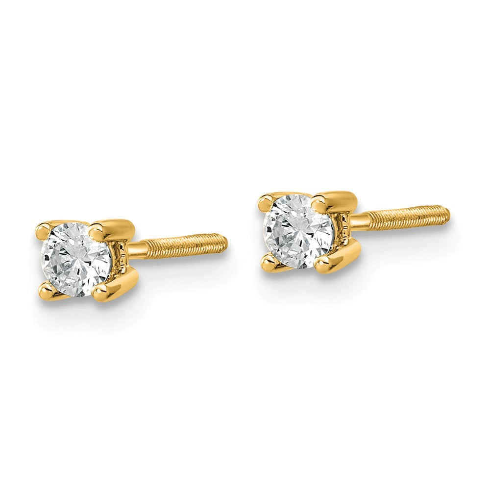 14k 1/5 carat total weight Round Certified VS/SI DEF Lab Grown Diamond Screw Back 4 Prong Stud Post Earrings