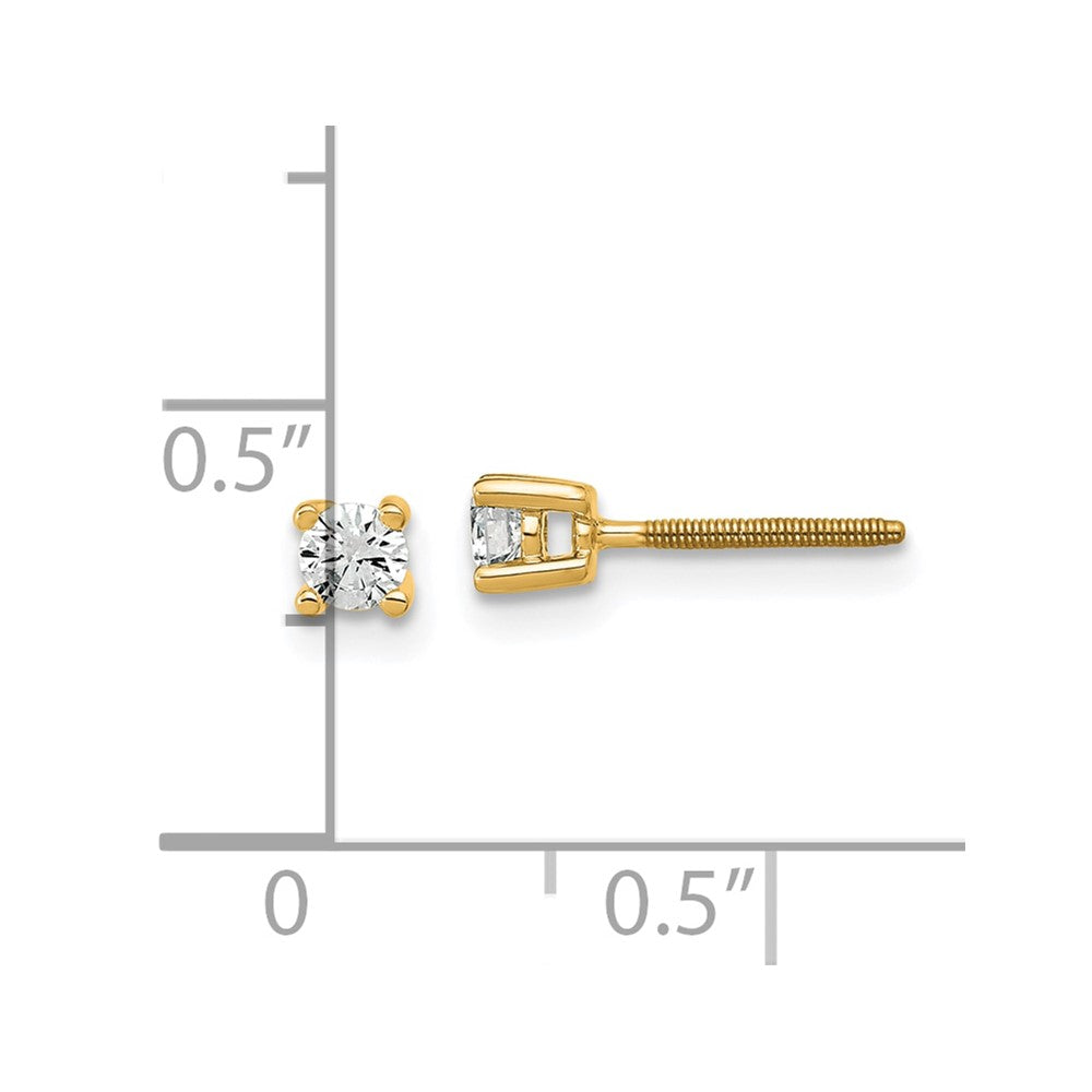 14k 1/5 carat total weight Round Certified VS/SI DEF Lab Grown Diamond Screw Back 4 Prong Stud Post Earrings