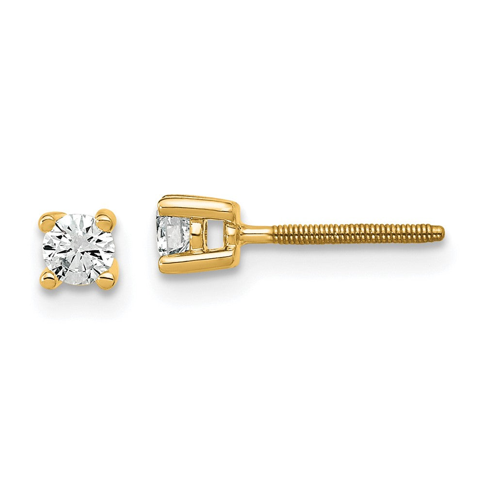 14k 1/5 carat total weight Round Certified VS/SI GH Lab Grown Diamond Screw Back 4 Prong Stud Post Earrings