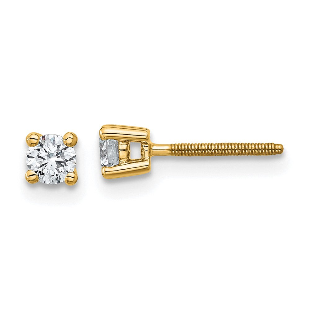 14k 1/4 carat total weight Round VS/SI DEF Lab Grown Diamond Screw Back 4 Prong Stud Post Earrings