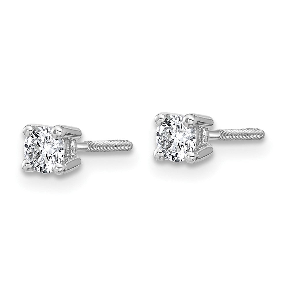 14k White Gold 1/3 carat total weight Round VS/SI GH Lab Grown Diamond Screw Back 4 Prong Stud Post Earrings