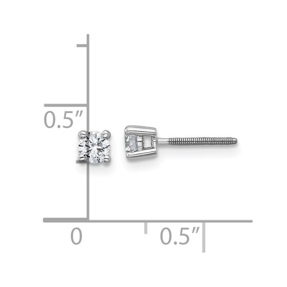 14k White Gold 1/3 carat total weight Round Certified VS/SI GH Lab Grown Diamond Screw Back 4 Prong Stud Post Earrings