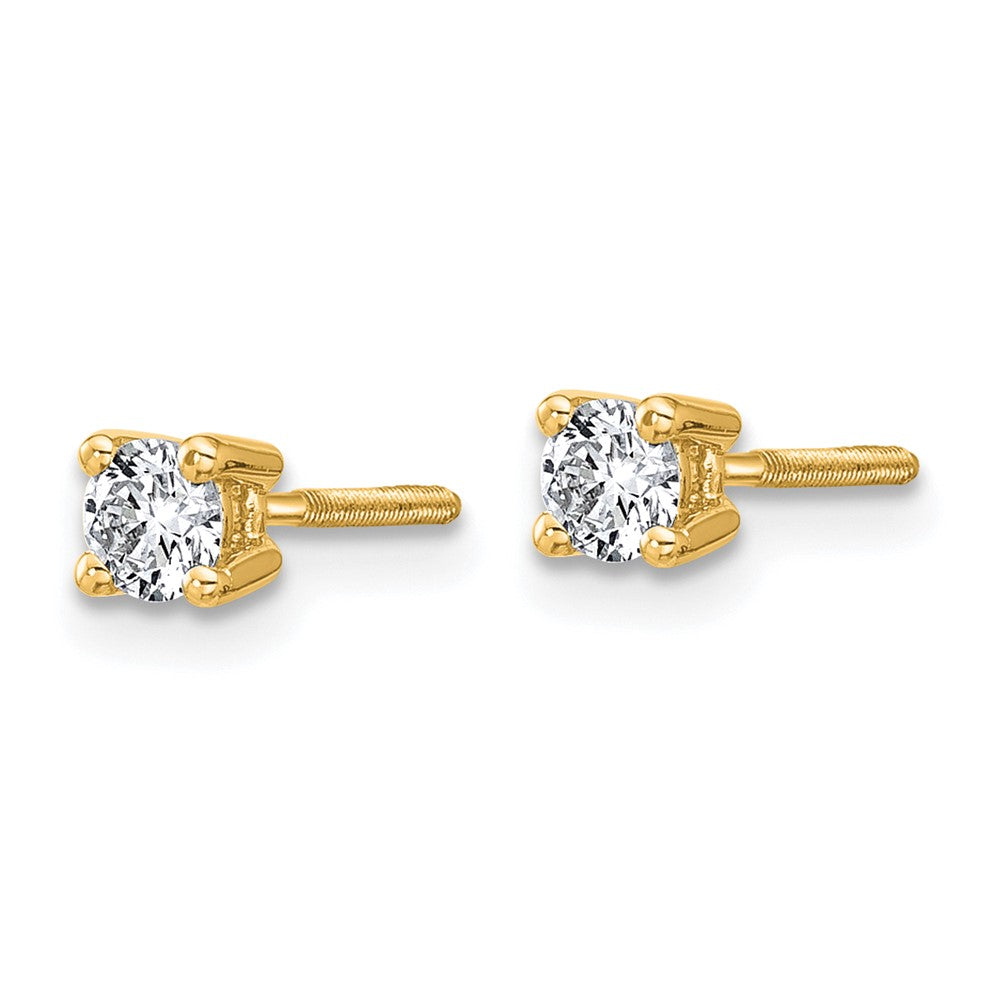 14k 1/3 carat total weight Round VS/SI GH Lab Grown Diamond Screw Back 4 Prong Stud Post Earrings