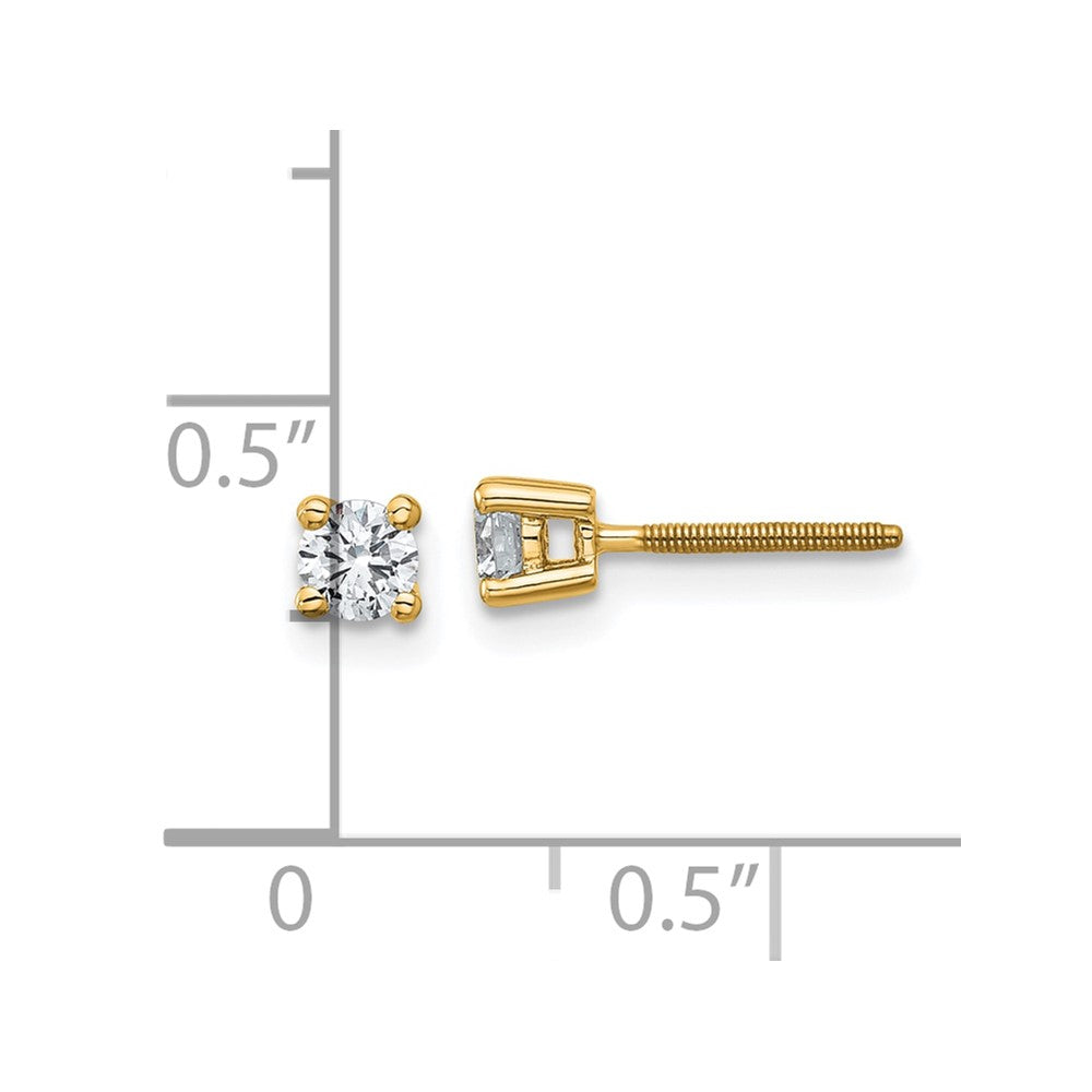 14k 1/3 carat total weight Round Certified VS/SI DEF Lab Grown Diamond Screw Back 4 Prong Stud Post Earrings