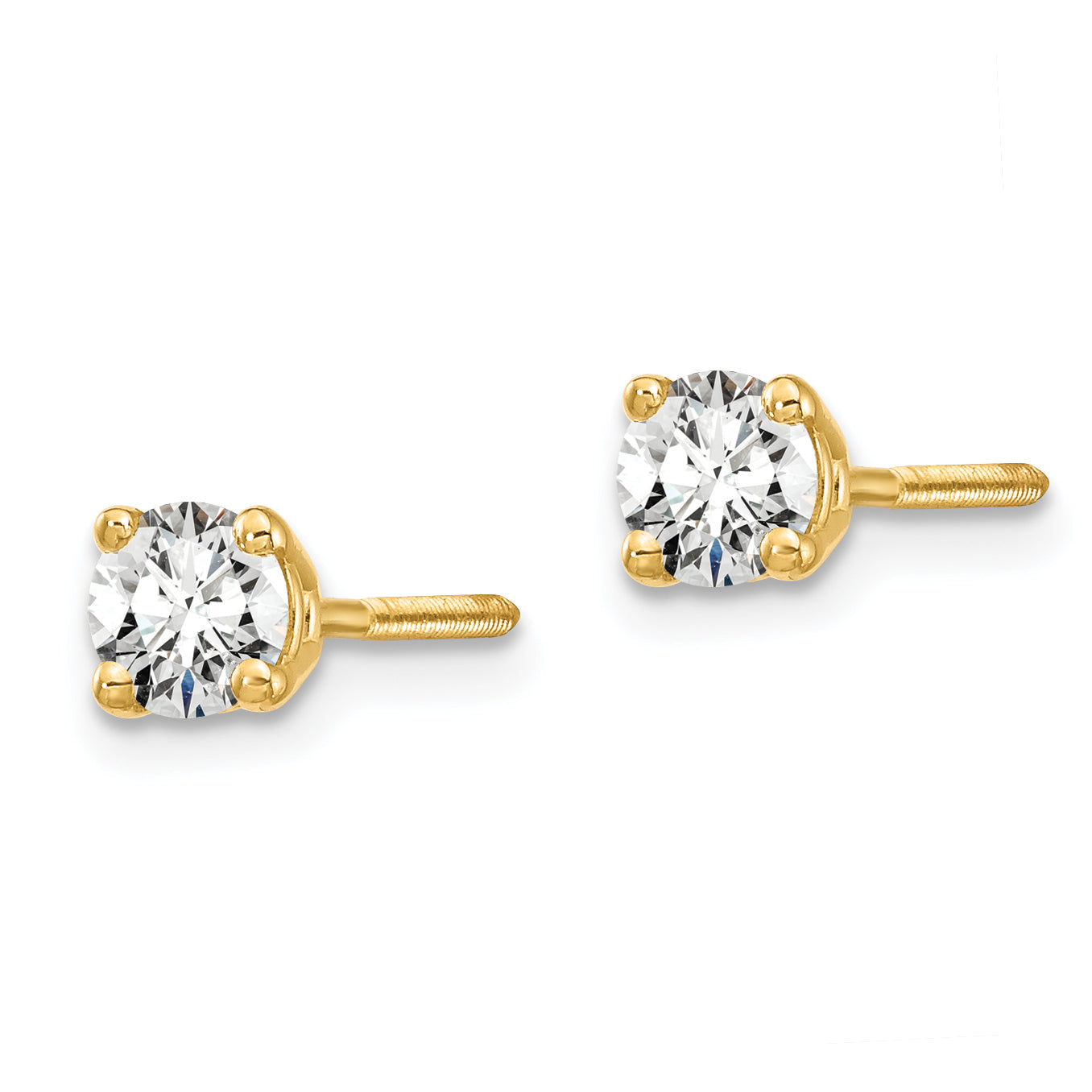 14k 1/2 carat total weight Round VS/SI DEF Lab Grown Diamond Screw Back 4 Prong Stud Post Earrings