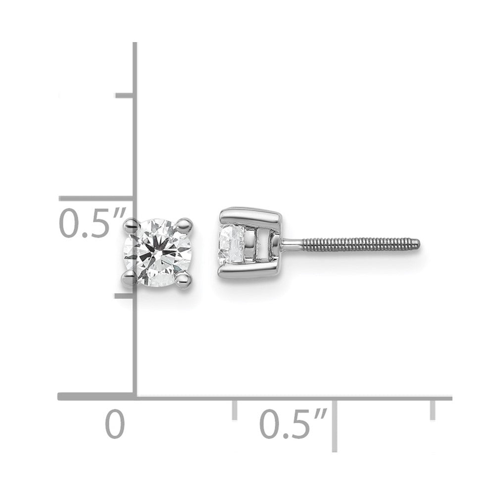 14k White Gold 1/2 carat total weight VS/SI DEF Round Certified Lab Grown Diamond Screw Back 4 Prong Stud Post Earrings