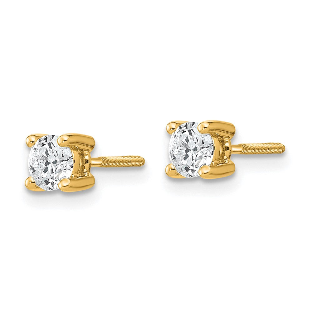 14k 1/2 carat total weight Round VS/SI DEF Lab Grown Diamond Screw Back 4 Prong Stud Post Earrings