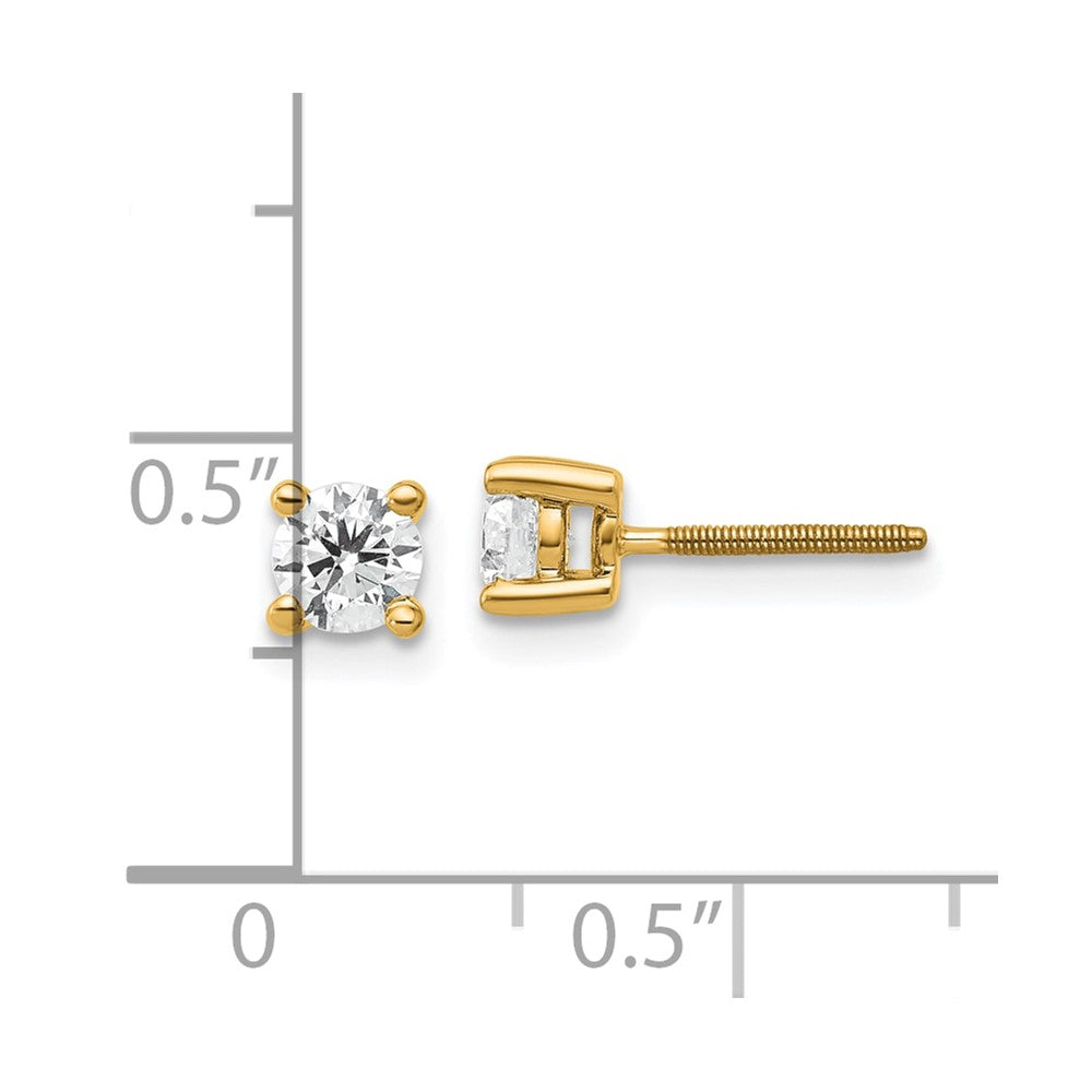 14k 1/2 carat total weight Round Certified VS/SI GH Lab Grown Diamond Screw Back 4 Prong Stud Post Earrings