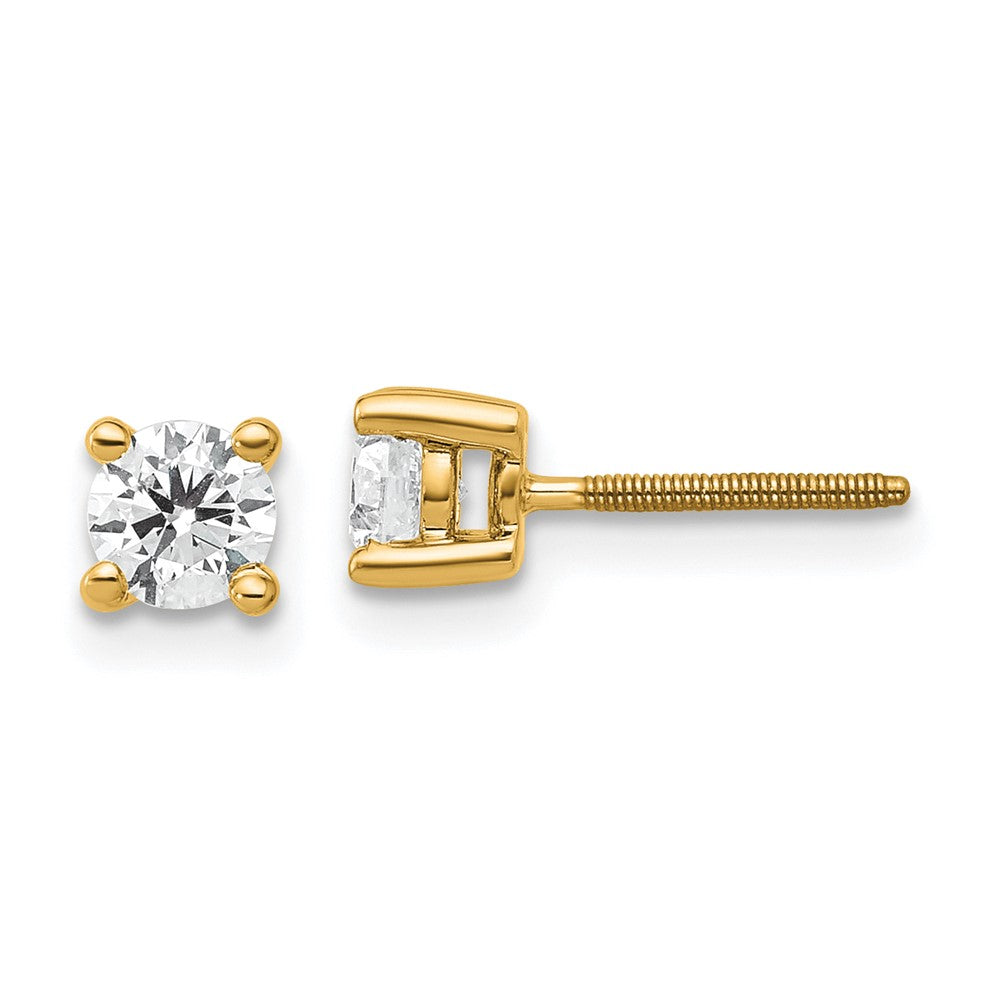 14k 1/2 carat total weight Round VS/SI DEF Lab Grown Diamond Screw Back 4 Prong Stud Post Earrings