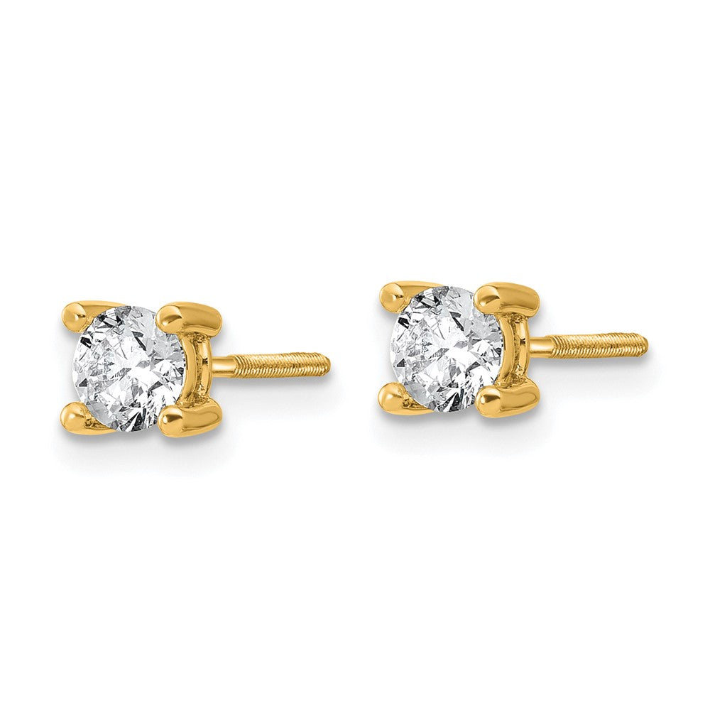 14k 1/2 carat total weight Round Certified VS/SI DEF Lab Grown Diamond Screw Back 4 Prong Stud Post Earrings