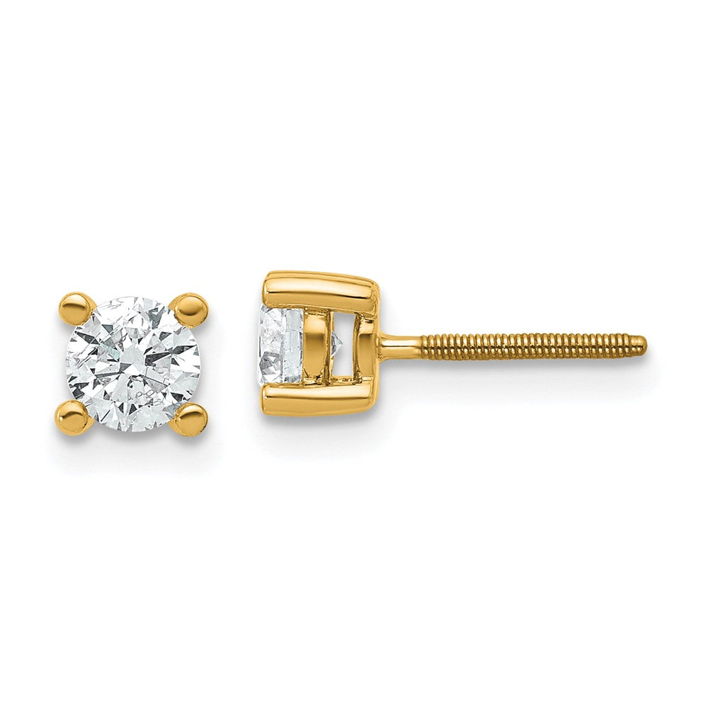 14k 1/2 carat total weight Round Certified VS/SI GH Lab Grown Diamond Screw Back 4 Prong Stud Post Earrings