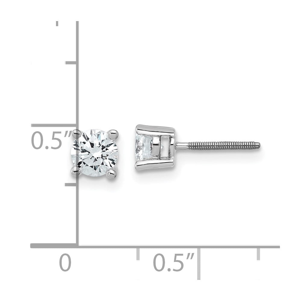 14k White Gold 3/4 carat total weight Round VS/SI DEF Lab Grown Diamond Screw Back 4 Prong Stud Post Earrings