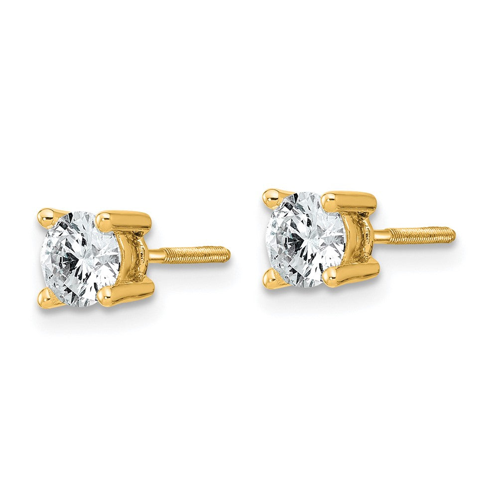 14k 3/4 carat total weight Round Certified VS/SI DEF Lab Grown Diamond Screw Back 4 Prong Stud Post Earrings