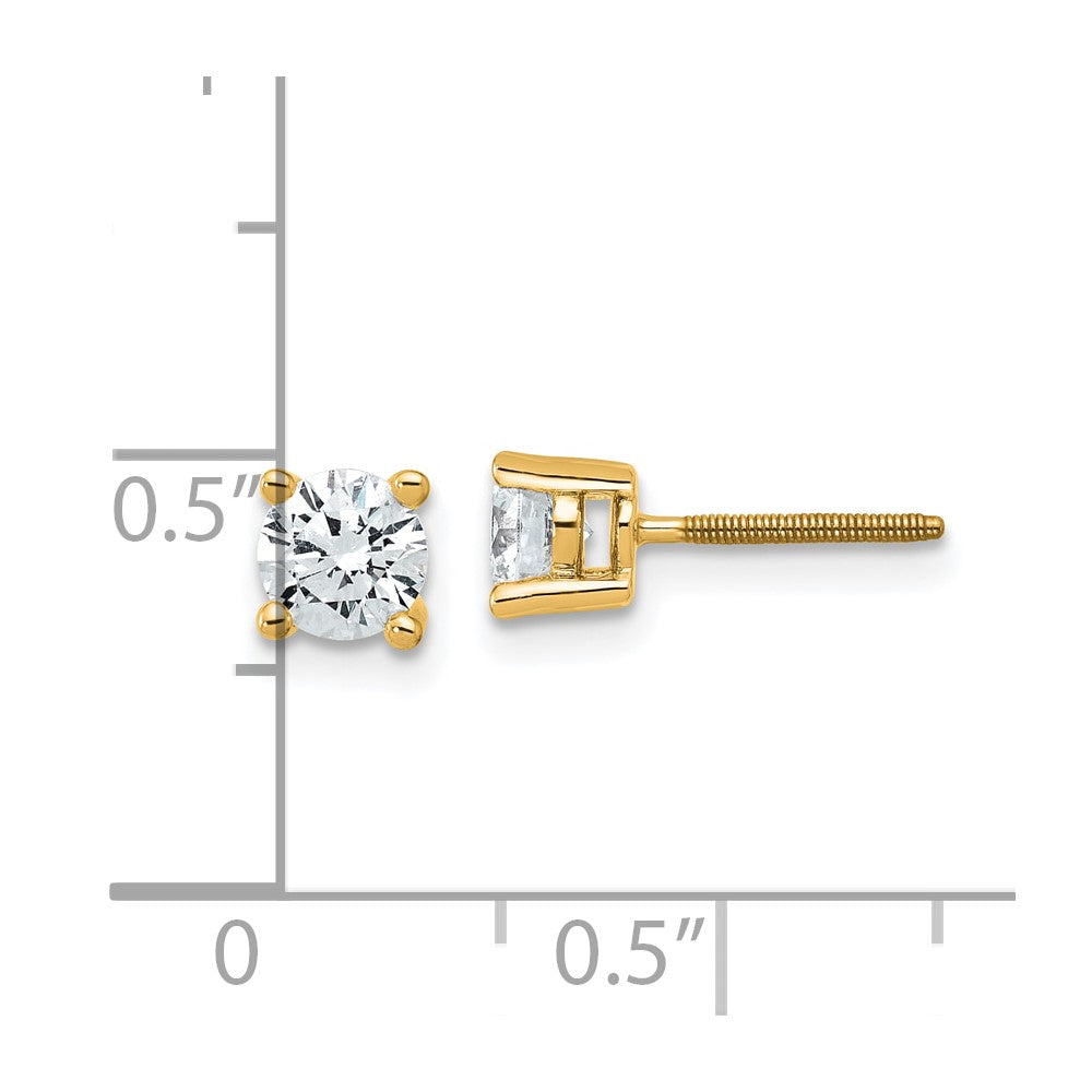 14k 3/4 carat total weight Round VS/SI DEF Lab Grown Diamond Screw Back 4 Prong Stud Post Earrings