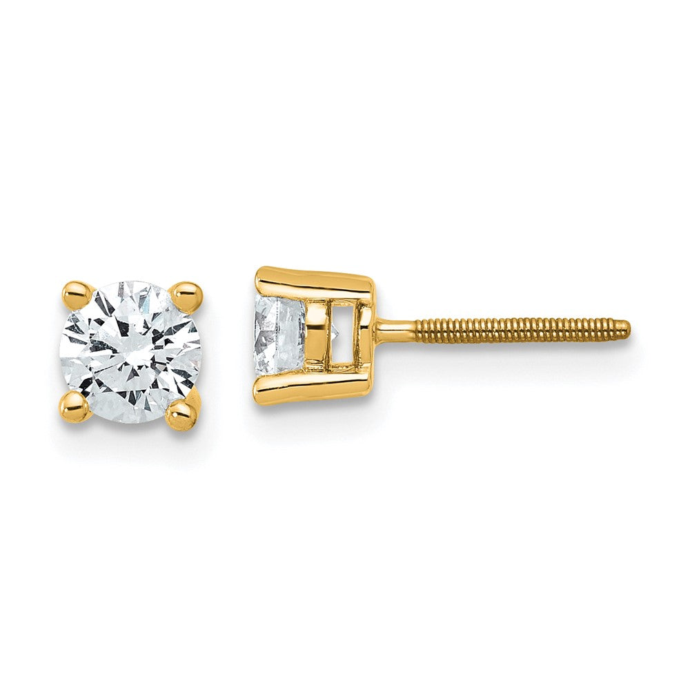 14k 3/4 carat total weight Round VS/SI DEF Lab Grown Diamond Screw Back 4 Prong Stud Post Earrings