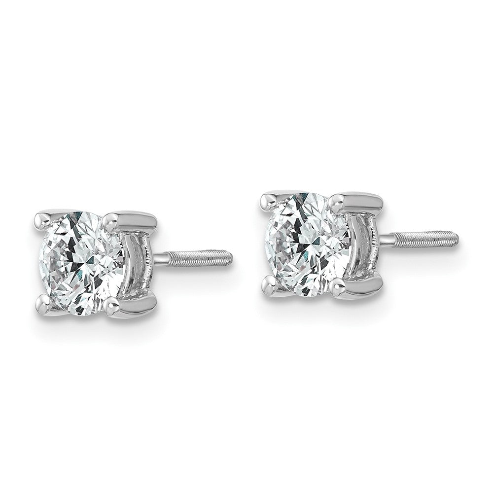 14k White Gold 1 carat total weight Round VS/SI GH Lab Grown Diamond Screw Back 4 Prong Stud Post Earrings