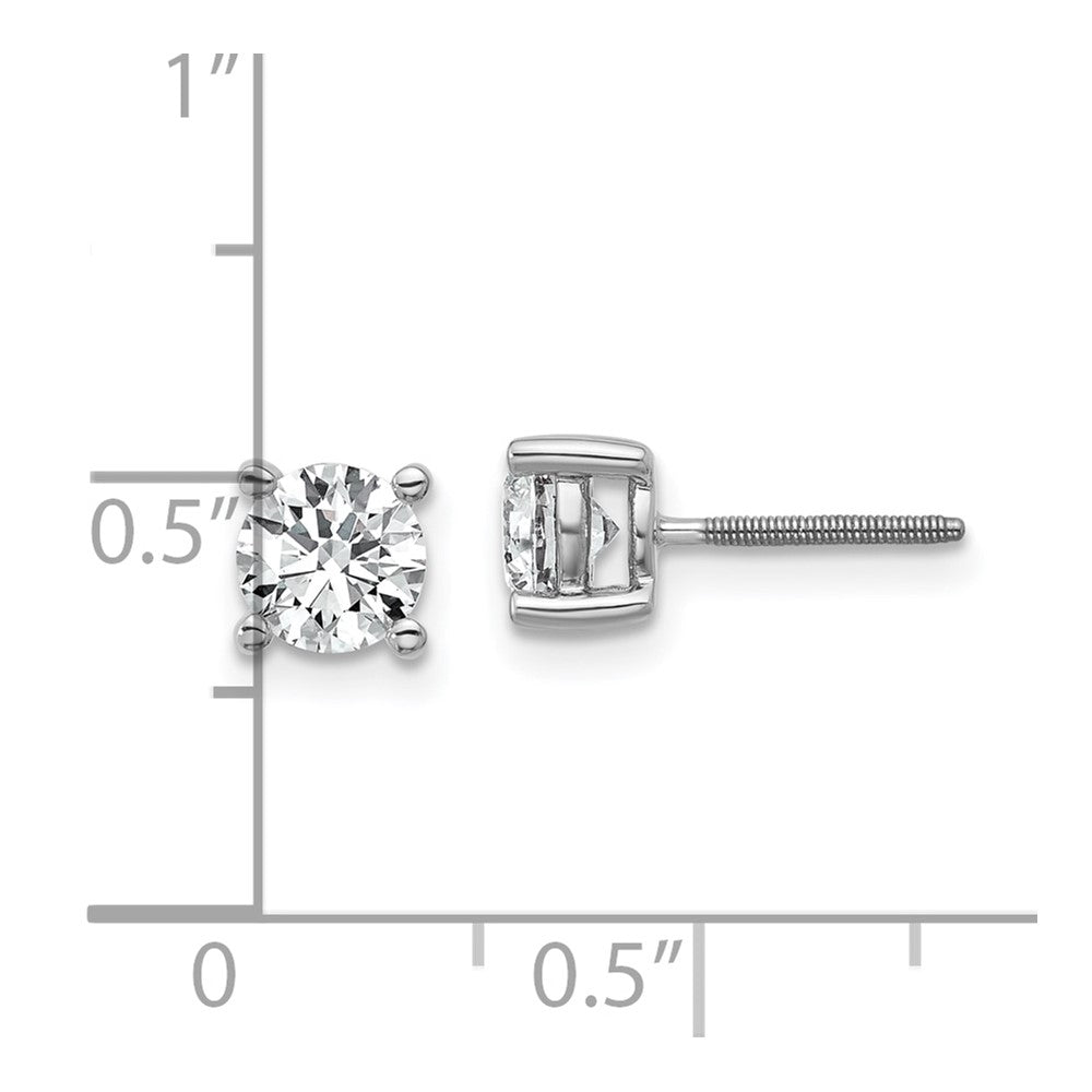 14k White Gold 1 carat total weight VS/SI DEF Round Certified Lab Grown Diamond Screw Back 4 Prong Stud Post Earrings