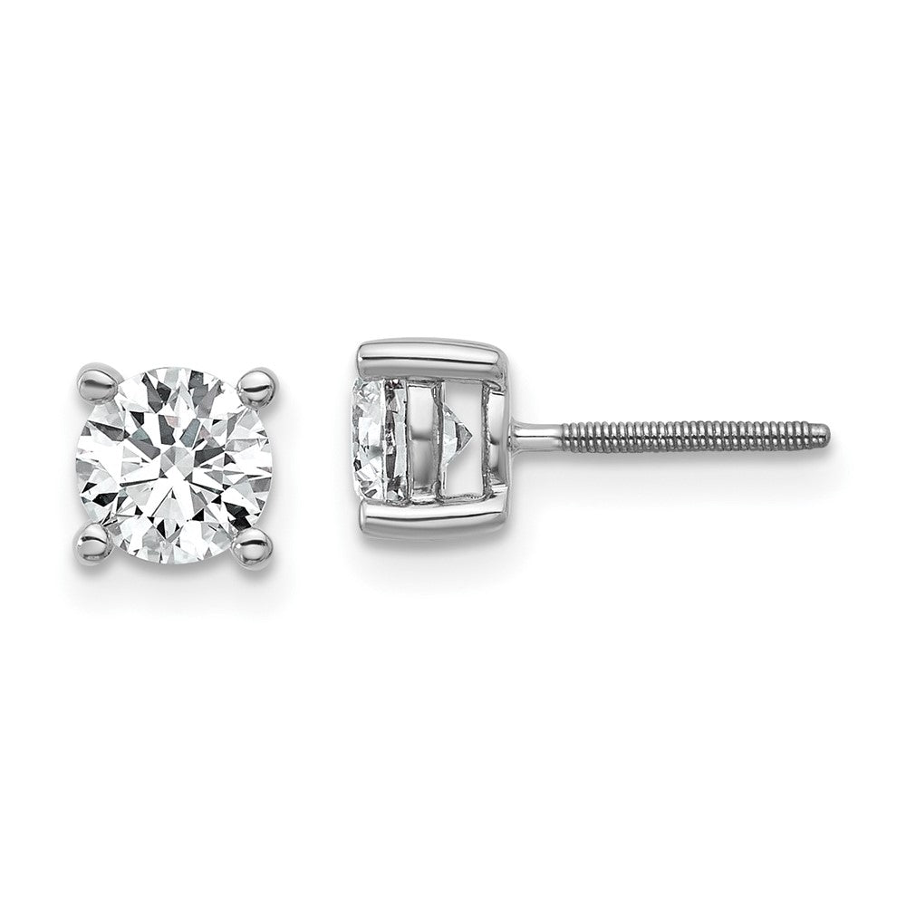 14k White Gold 1 carat total weight Round VS/SI GH Lab Grown Diamond Screw Back 4 Prong Stud Post Earrings