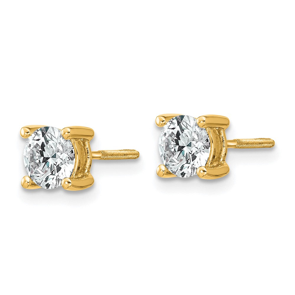 14k 1 carat total weight Round VS/SI DEF Lab Grown Diamond Screw Back 4 Prong Stud Post Earrings