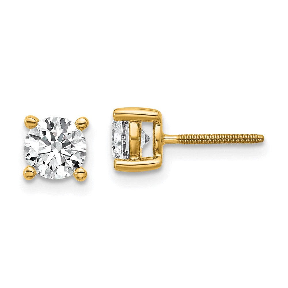 14k 1 carat total weight Round Certified VS/SI DEF Lab Grown Diamond Screw Back 4 Prong Stud Post Earrings