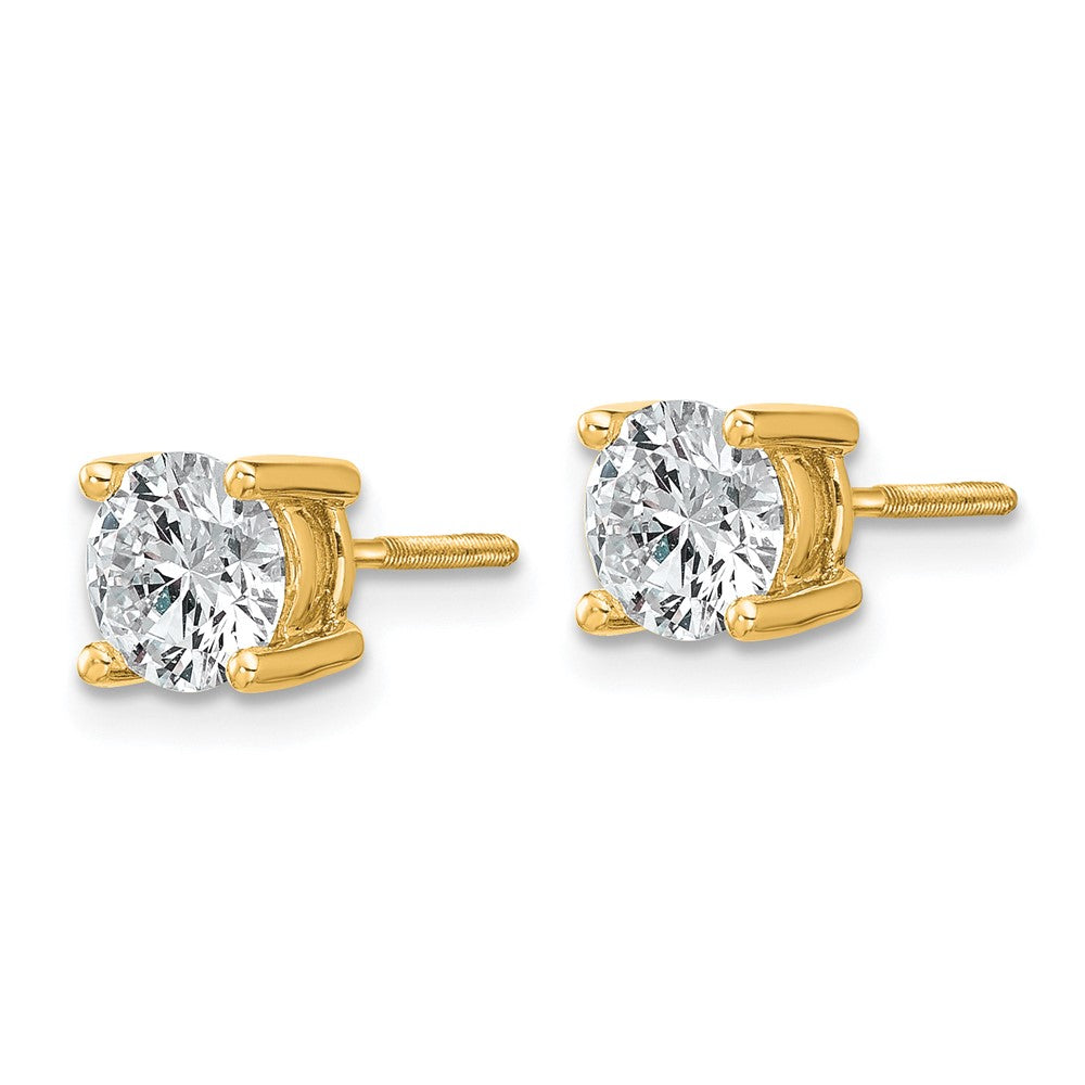 14k 1 1/2 carat total weight Round VS/SI GH Lab Grown Diamond Screw Back 4 Prong Stud Post Earrings