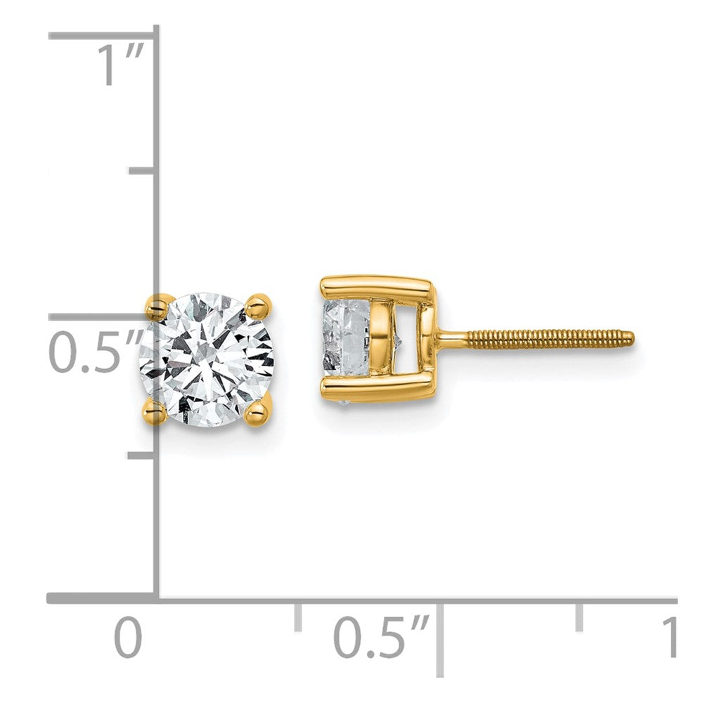 14k 1 1/2 carat total weight Round VS/SI GH Lab Grown Diamond Screw Back 4 Prong Stud Post Earrings