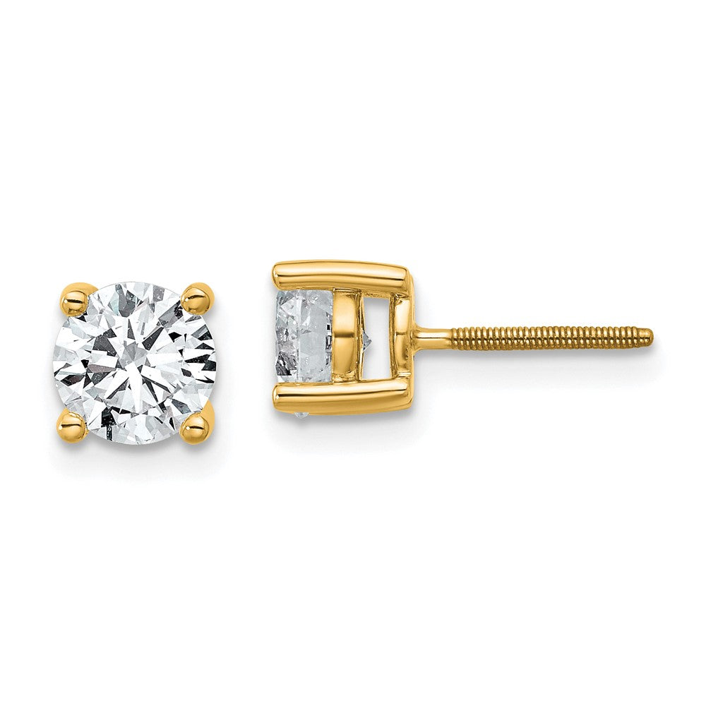 14k 1 1/2 carat total weight Round VS/SI GH Lab Grown Diamond Screw Back 4 Prong Stud Post Earrings