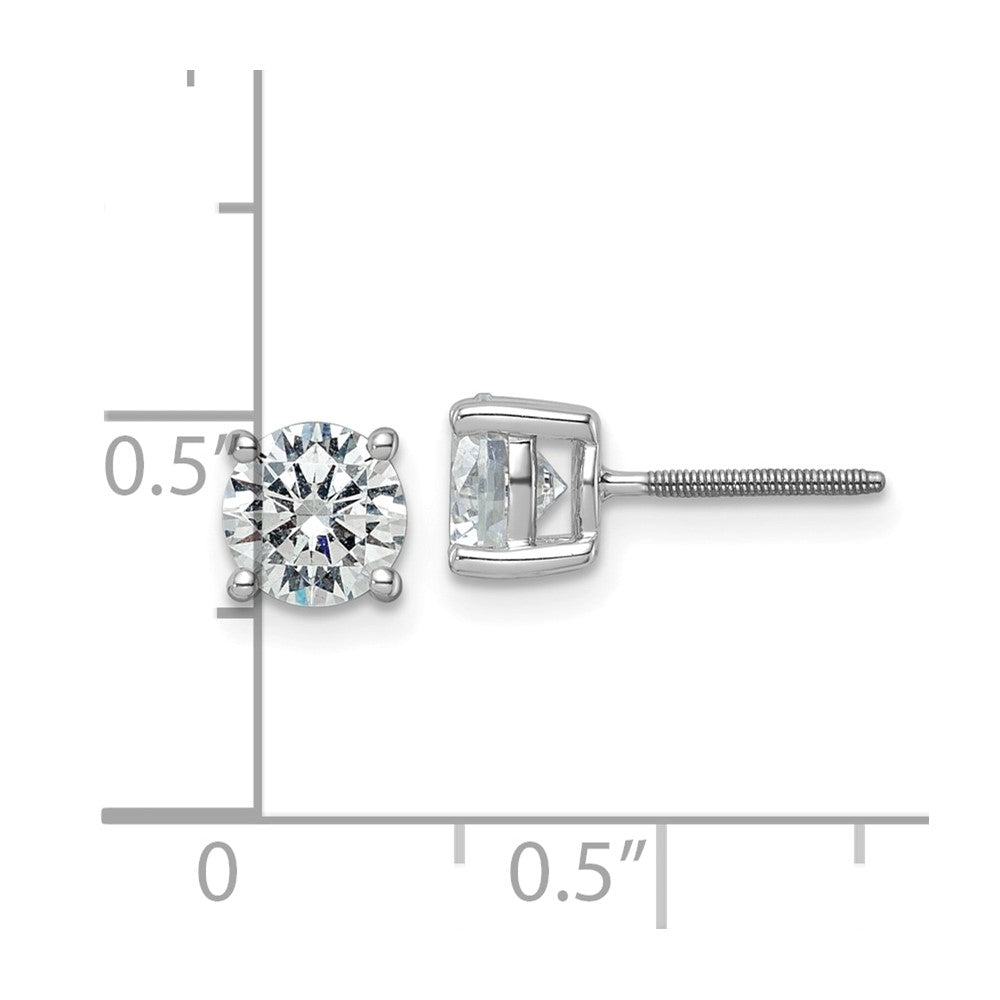 14k White Gold 2 carat total weight Round VS/SI GH Lab Grown Diamond Screw Back 4 Prong Stud Post Earrings