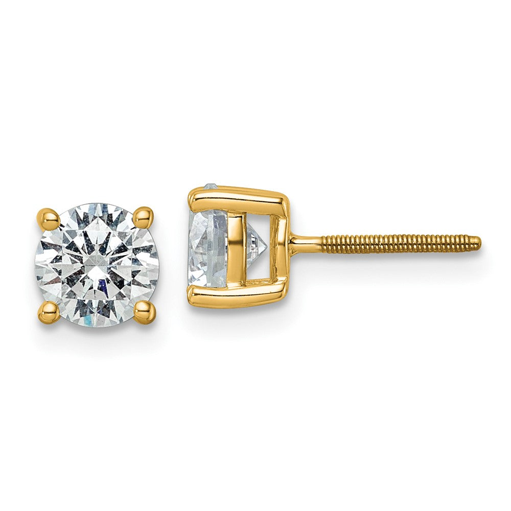 14k 2 carat total weight Round VS/SI GH Lab Grown Diamond Screw Back 4 Prong Stud Post Earrings