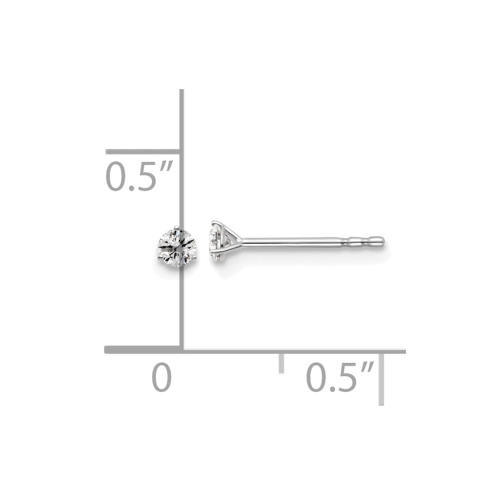 14k White Gold 1/10 carat total weight Round VS/SI GH Lab Grown Diamond 3 Prong Stud Post Earrings