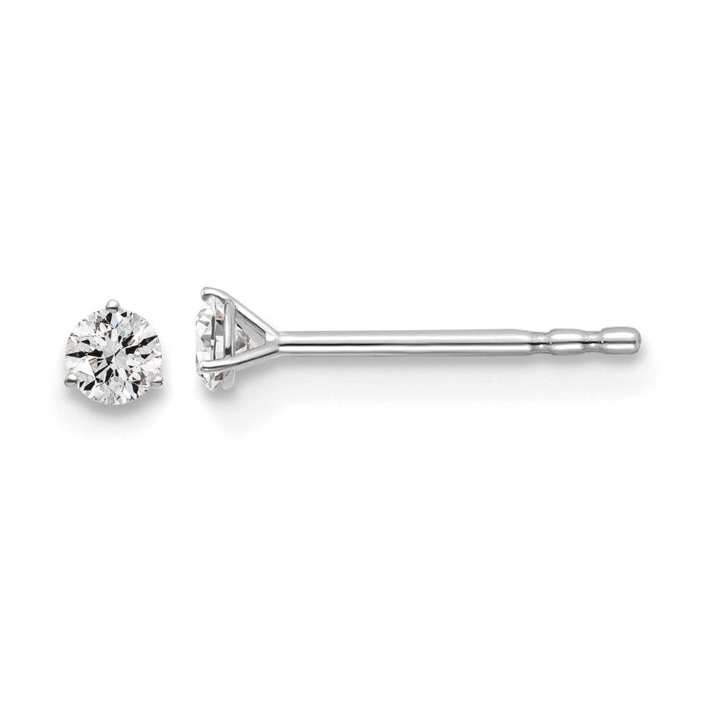 14k White Gold 1/10 carat total weight Round VS/SI GH Lab Grown Diamond 3 Prong Stud Post Earrings