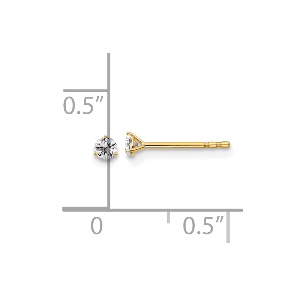 14k 1/10 carat total weight Round VS/SI DEF Lab Grown Diamond 3 Prong Stud Post Earrings