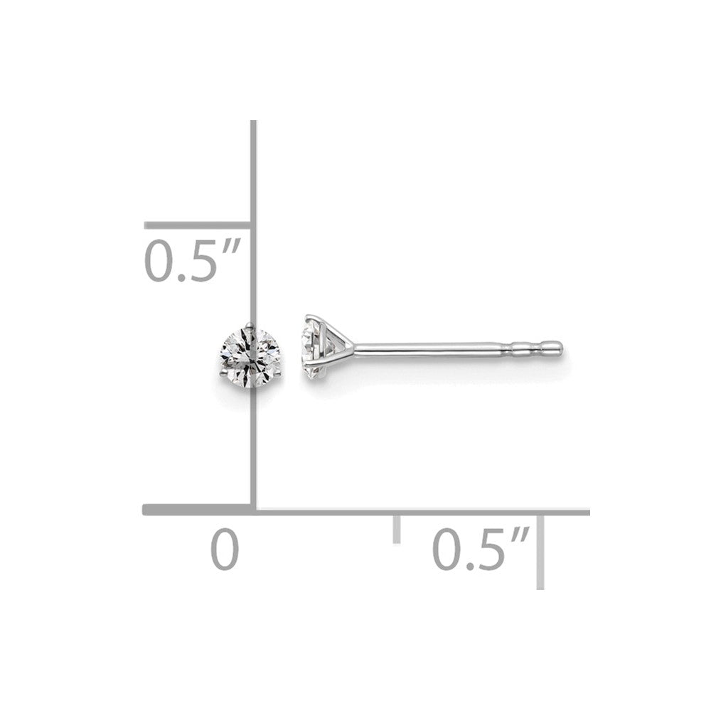 14k White Gold 1/7 carat total weight Round VS/SI GH Lab Grown Diamond 3 Prong Stud Post Earrings