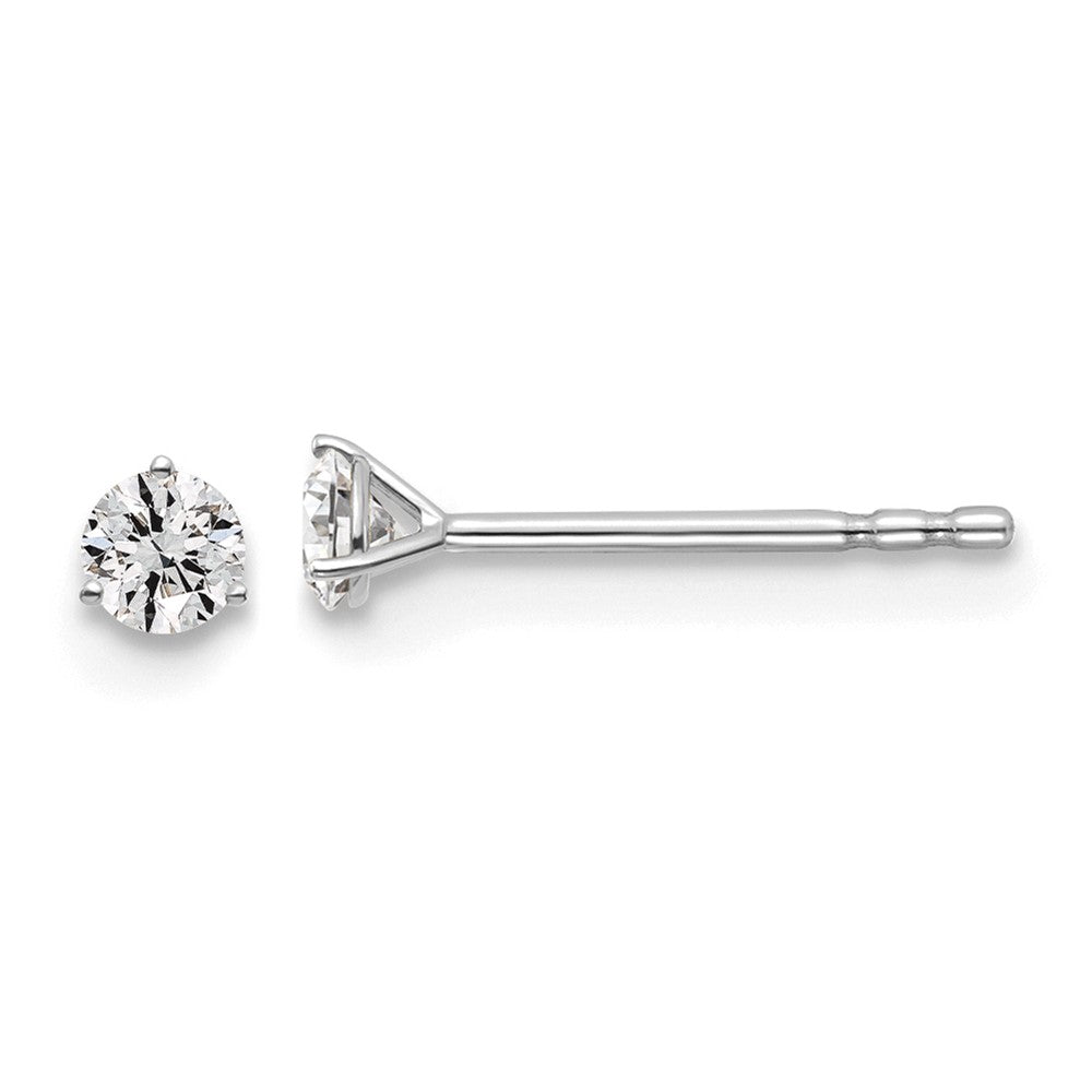 14k White Gold 1/7 carat total weight Round VS/SI GH Lab Grown Diamond 3 Prong Stud Post Earrings