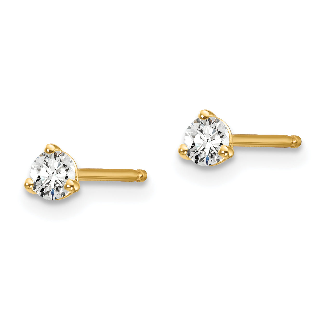 14k 1/7 carat total weight Round VS/SI DEF Lab Grown Diamond 3 Prong Stud Post Earrings