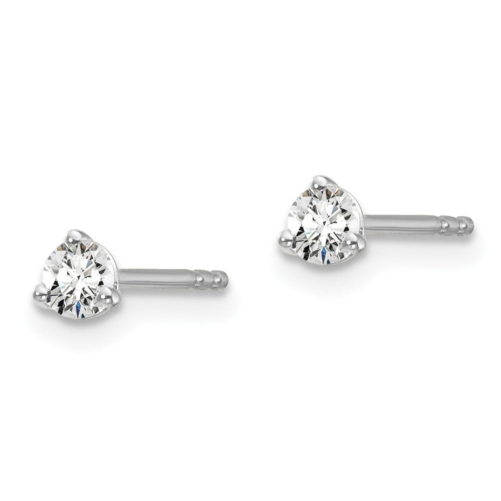 14k White Gold 1/5 carat total weight Round Certified VS/SI GH Lab Grown Diamond 3 Prong Stud Post Earrings