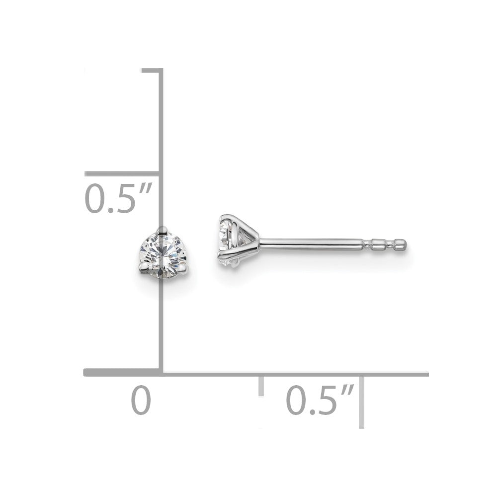 14k White Gold 1/5 carat total weight Round Certified VS/SI GH Lab Grown Diamond 3 Prong Stud Post Earrings