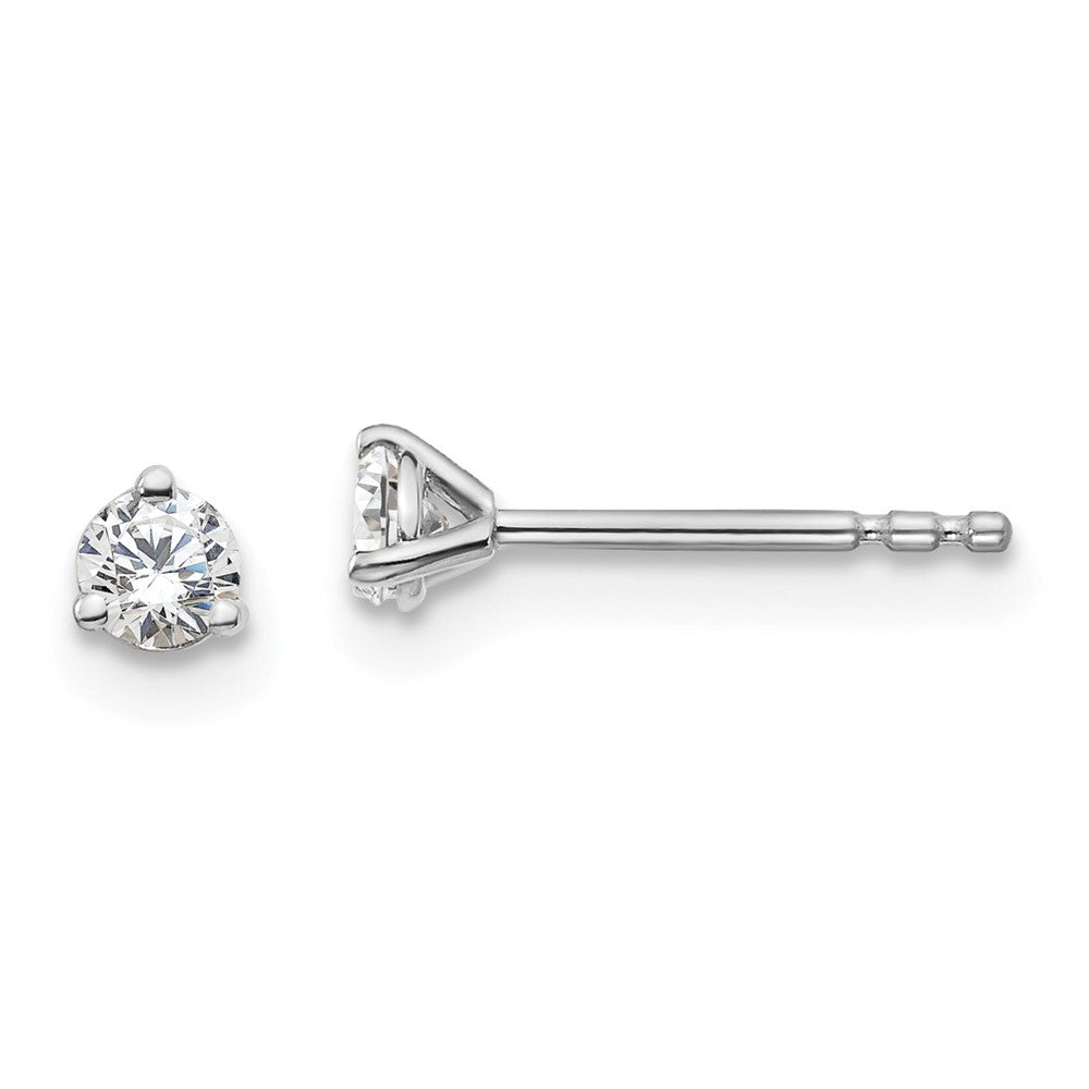 14k White Gold 1/5 carat total weight Round Certified VS/SI GH Lab Grown Diamond 3 Prong Stud Post Earrings