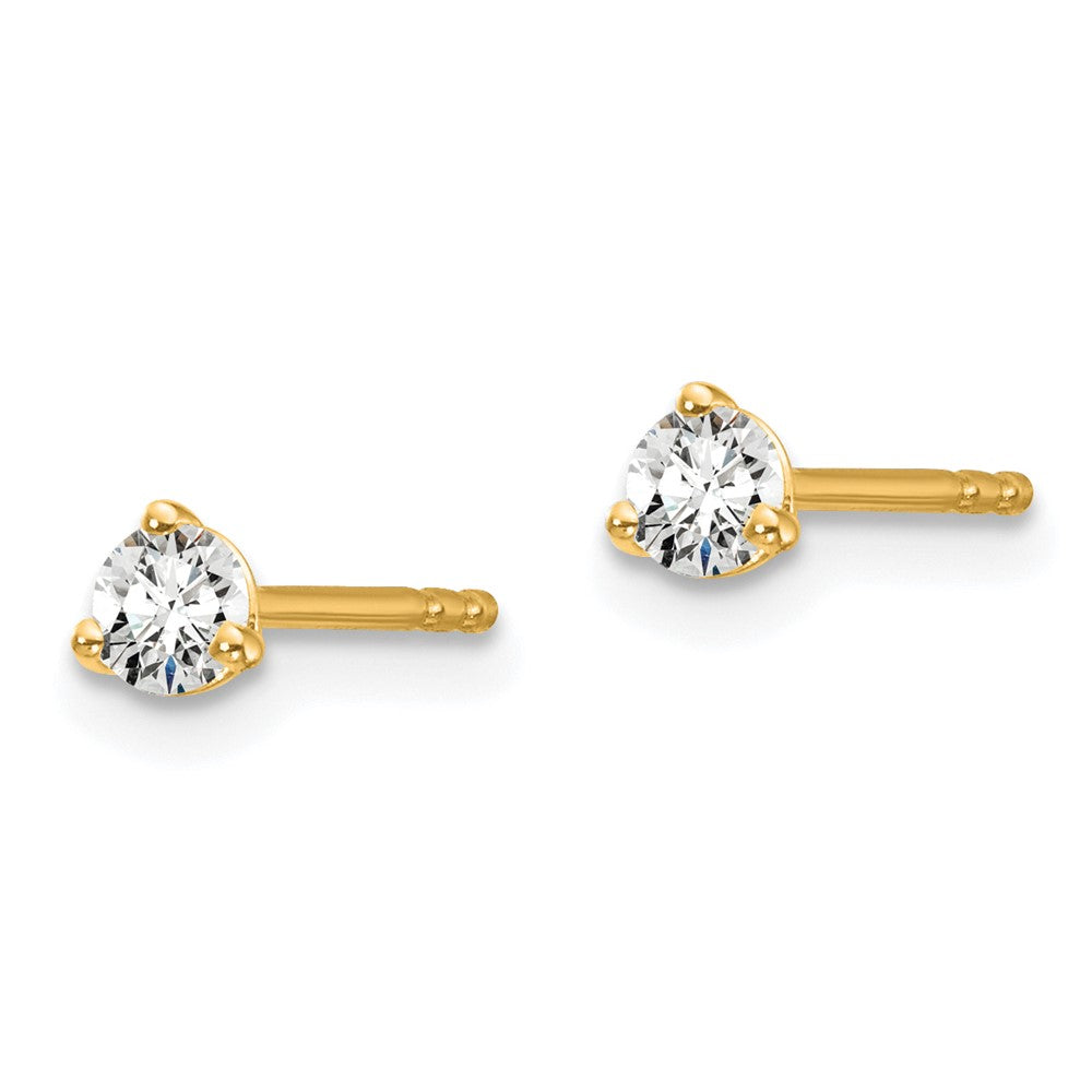 14k 1/5 carat total weight Round VS/SI DEF Lab Grown Diamond 3 Prong Stud Post Earrings