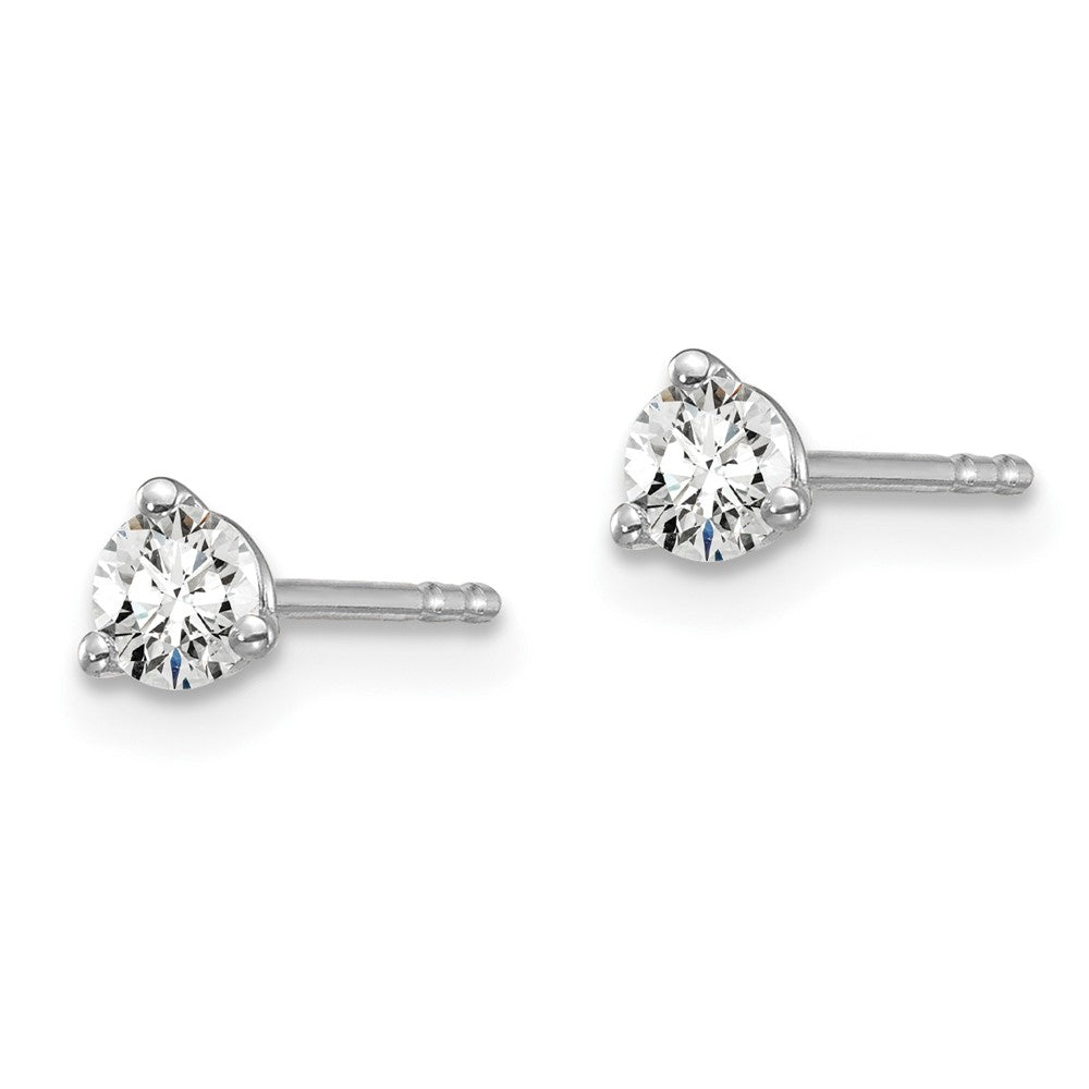 14k White Gold 1/4 carat total weight Round VS/SI DEF Lab Grown Diamond 3 Prong Stud Post Earrings