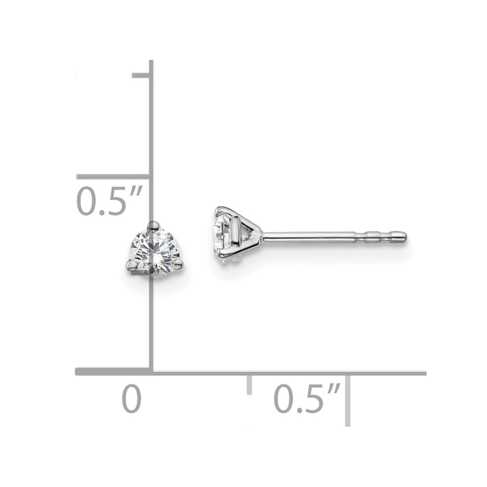 14k White Gold 1/4 carat total weight Round VS/SI DEF Lab Grown Diamond 3 Prong Stud Post Earrings