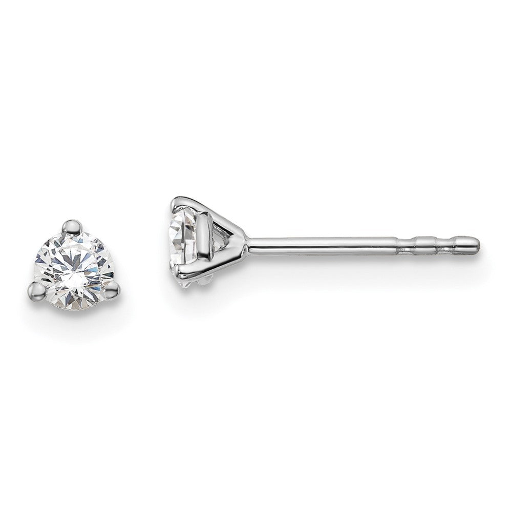 14k White Gold 1/4 carat total weight Round VS/SI DEF Lab Grown Diamond 3 Prong Stud Post Earrings