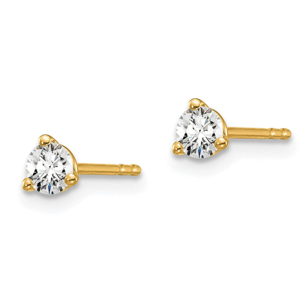 14k 1/4 carat total weight Round VS/SI GH Lab Grown Diamond 3 Prong Stud Post Earrings