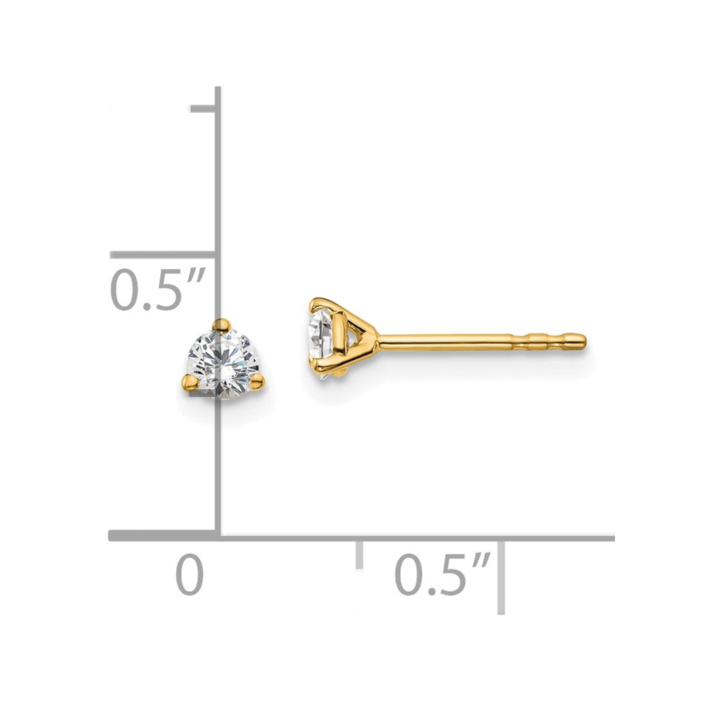 14k 1/4 carat total weight Round VS/SI GH Lab Grown Diamond 3 Prong Stud Post Earrings