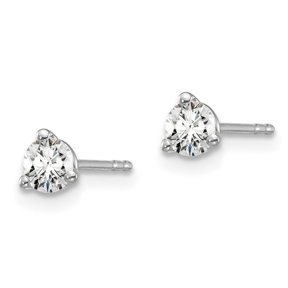 14k White Gold 1/3 carat total weight Round Certified VS/SI GH Lab Grown Diamond 3 Prong Stud Post Earrings