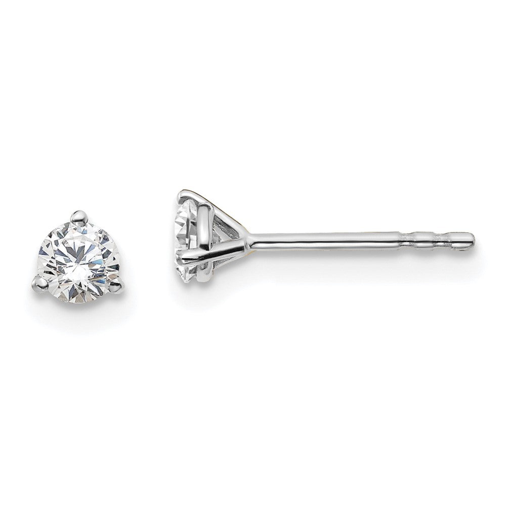 14k White Gold 1/3 carat total weight Round Certified VS/SI GH Lab Grown Diamond 3 Prong Stud Post Earrings