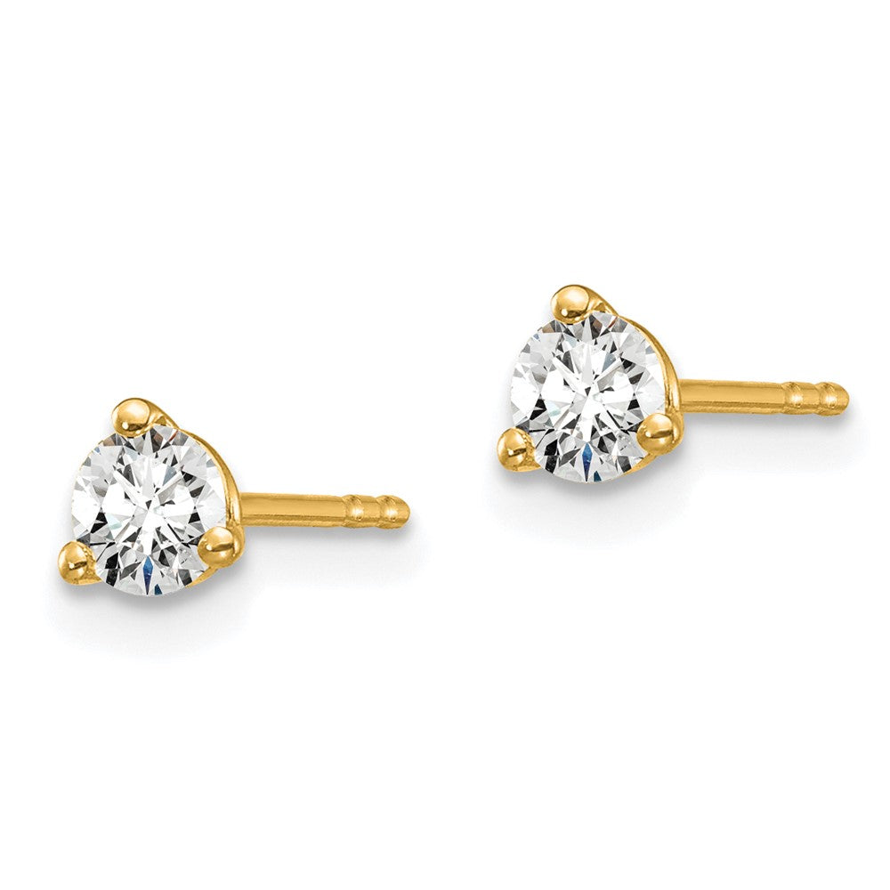 14k 1/3 carat total weight Round Certified VS/SI DEF Lab Grown Diamond 3 Prong Stud Post Earrings