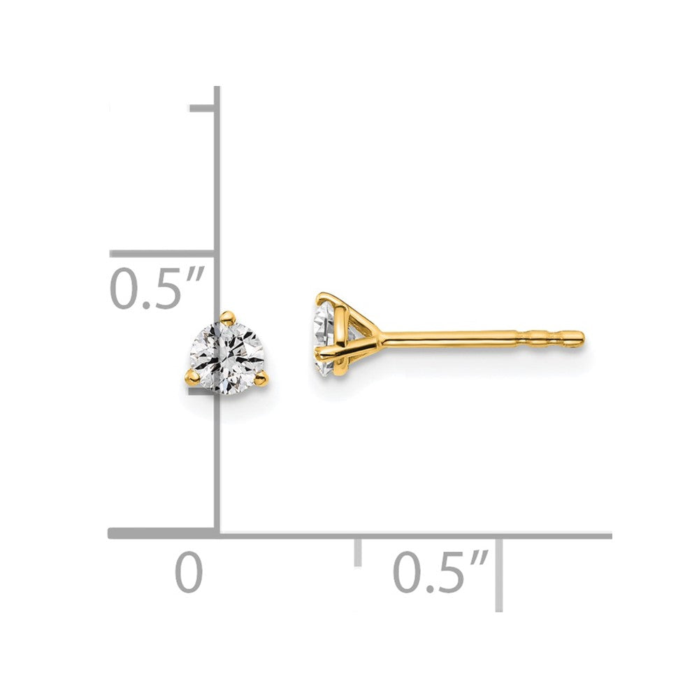 14k 1/3 carat total weight Round VS/SI DEF Lab Grown Diamond 3 Prong Stud Post Earrings